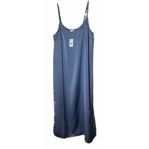 J Crew Crepe-de-Chine" Styled Slip Dress Side Slits Blue size X small New W Tags